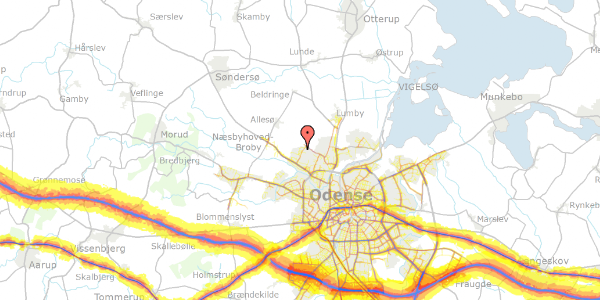 Trafikstøjkort på Løvstikkevej 9, 5270 Odense N