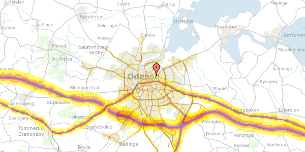 Trafikstøjkort på Marienlystvej 18, 5000 Odense C