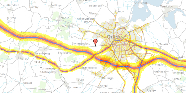 Trafikstøjkort på Middelfartvej 296, 5200 Odense V