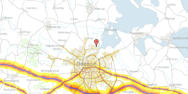 Trafikstøjkort på Mirabellevænget 11, 5270 Odense N