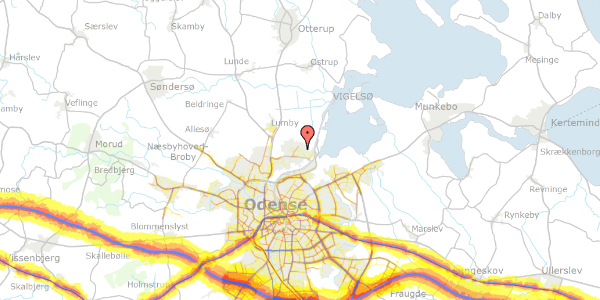 Trafikstøjkort på Mirabellevænget 16, 5270 Odense N