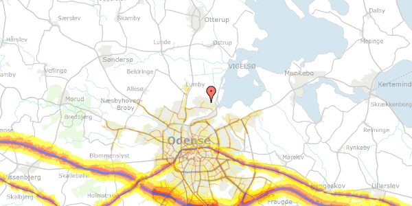 Trafikstøjkort på Mirabellevænget 24, 5270 Odense N