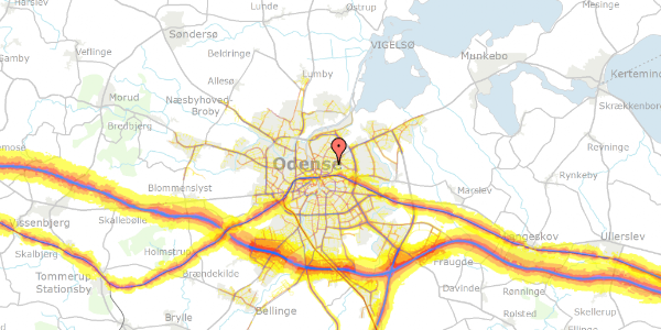 Trafikstøjkort på Mosegårdsvej 9, 5000 Odense C