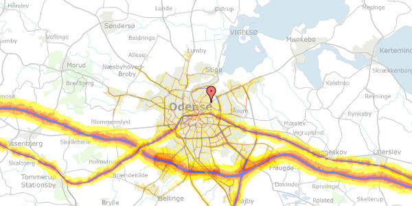 Trafikstøjkort på Mosegårdsvej 62, 5000 Odense C