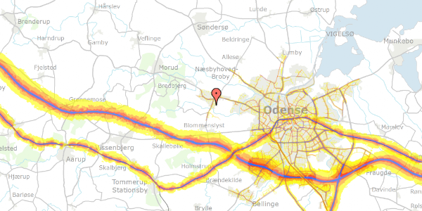 Trafikstøjkort på Mosevej 2, 5210 Odense NV