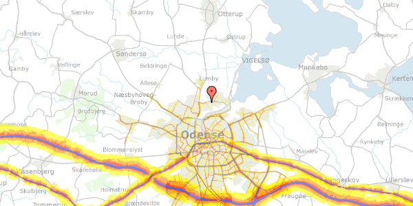 Trafikstøjkort på Munkemaen 11, 5270 Odense N