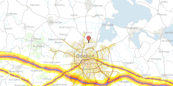 Trafikstøjkort på Munkemaen 23, 5270 Odense N