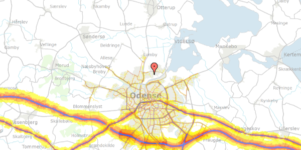 Trafikstøjkort på Munkemaen 90, 5270 Odense N