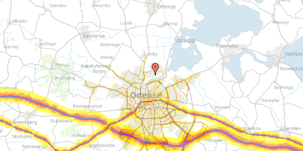 Trafikstøjkort på Munkemaen 140, 5270 Odense N