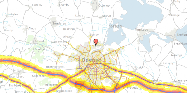 Trafikstøjkort på Munkemaen 173, 5270 Odense N