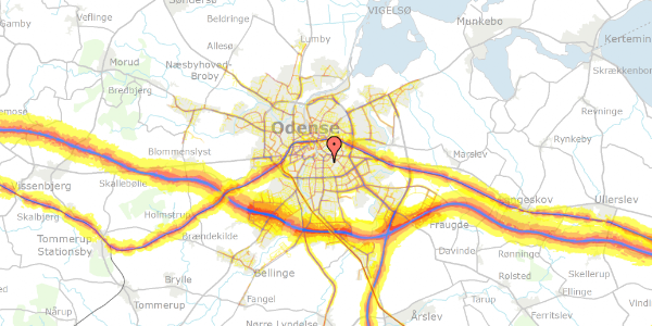 Trafikstøjkort på Munkebjergvej 16, 5000 Odense C