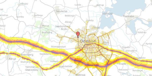 Trafikstøjkort på Musvågevej 57, 5210 Odense NV