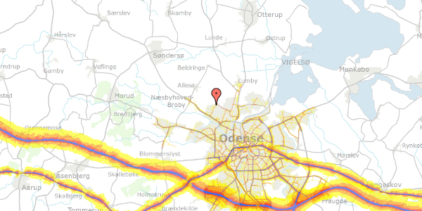 Trafikstøjkort på Myntevej 37, 5270 Odense N