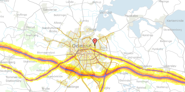 Trafikstøjkort på Mølleløkkevej 5, 1. th, 5000 Odense C