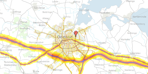 Trafikstøjkort på Mølleløkkevej 17, 3. 60, 5000 Odense C