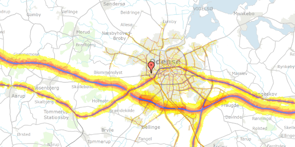 Trafikstøjkort på Møllemarksvej 22, 5200 Odense V