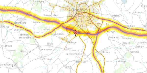 Trafikstøjkort på Møllevej 34, 5260 Odense S