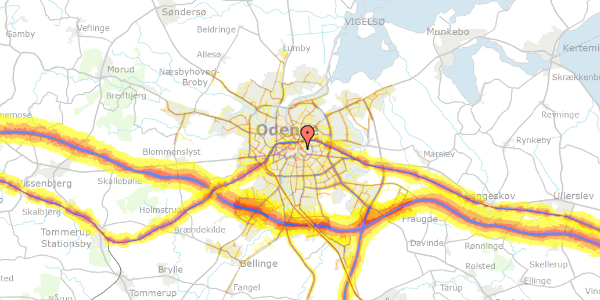 Trafikstøjkort på Nedergade 10, 1. , 5000 Odense C