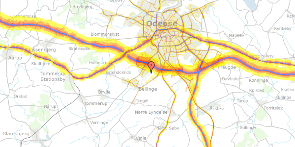 Trafikstøjkort på Nils Erlings Allé 32, 5250 Odense SV