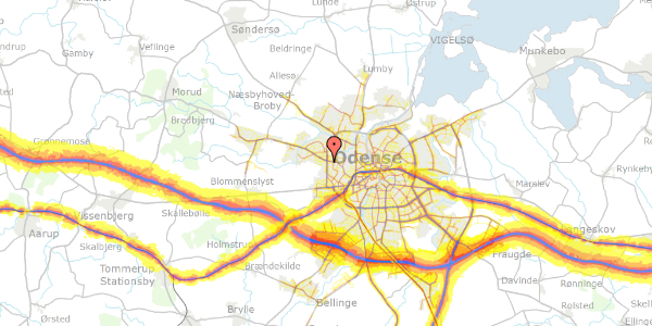 Trafikstøjkort på Njalsvej 13, 5210 Odense NV