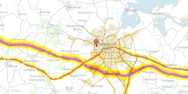 Trafikstøjkort på Njalsvej 198, 5210 Odense NV