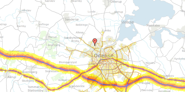 Trafikstøjkort på Næsbygårdsvej 11, 5270 Odense N