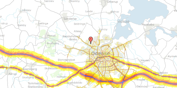 Trafikstøjkort på Næsbygårdsvej 50, 5270 Odense N