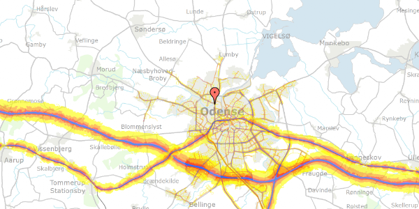 Trafikstøjkort på Næsby Skovvænge 25, 5270 Odense N