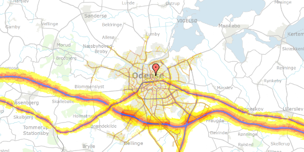 Trafikstøjkort på Nørrevoldgade 19, 5000 Odense C