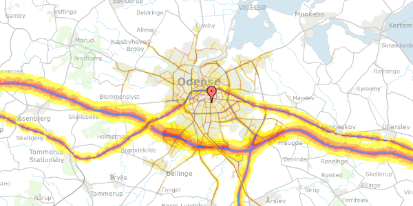 Trafikstøjkort på Oluf Bagers Gade 1, st. , 5000 Odense C