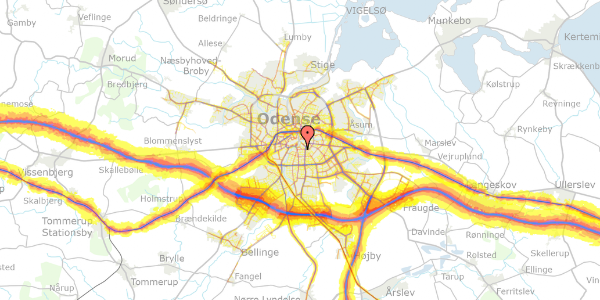 Trafikstøjkort på Oluf Bagers Gade 6B, 1. th, 5000 Odense C