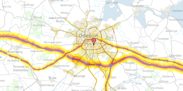 Trafikstøjkort på Oluf Bagers Gade 17, 2. , 5000 Odense C