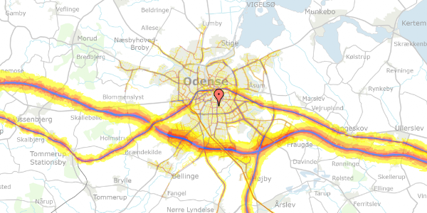 Trafikstøjkort på Oluf Bagers Gade 45, 2. th, 5000 Odense C