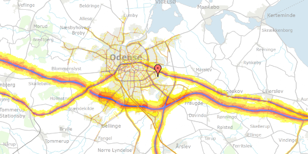 Trafikstøjkort på Peder Skrams Vej 18, 5220 Odense SØ