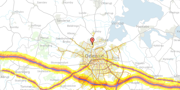 Trafikstøjkort på Pederstrupvænget 7, 5270 Odense N