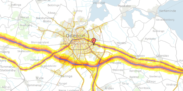 Trafikstøjkort på Peder Wessels Vej 13, 5220 Odense SØ