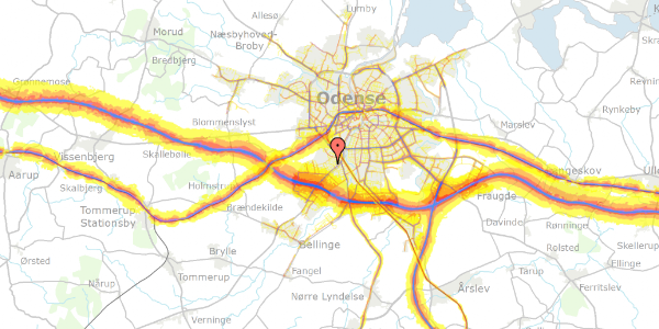 Trafikstøjkort på Prins Haralds Allé 20, 5250 Odense SV