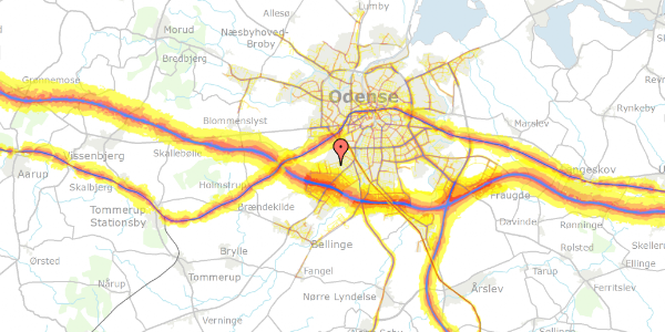 Trafikstøjkort på Prins Haralds Allé 128, 5250 Odense SV