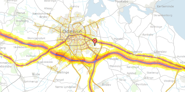 Trafikstøjkort på Pæregrenen 15, 5220 Odense SØ