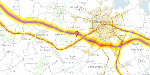 Trafikstøjkort på Ravnebjerggyden 113, 5250 Odense SV