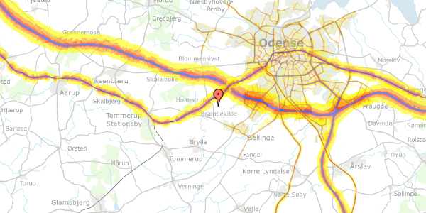 Trafikstøjkort på Ravnebjerggyden 181, 5250 Odense SV