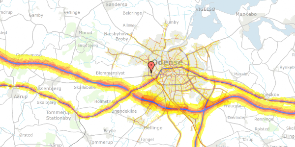 Trafikstøjkort på Regner Lodbrogs Vej 27, 5200 Odense V