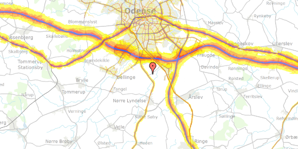 Trafikstøjkort på Ribjergvej 1, 5260 Odense S