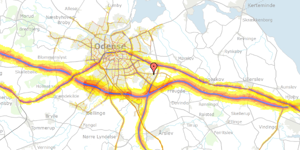 Trafikstøjkort på Ridderhatten 121, 5220 Odense SØ