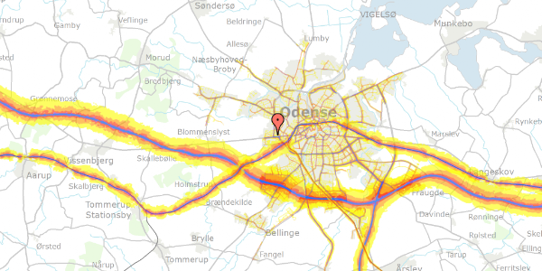 Trafikstøjkort på Rolf Krakes Vej 11, 5200 Odense V