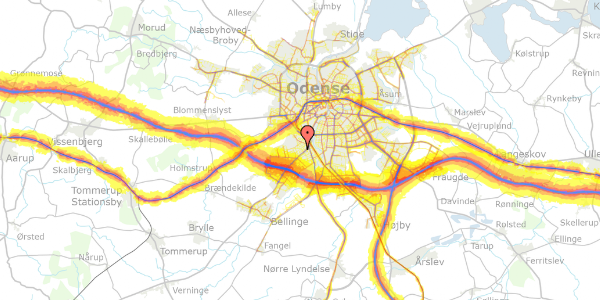 Trafikstøjkort på Rosenvænget 66, 5250 Odense SV