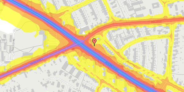 Trafikstøjkort på Rugårdsvej 207A, 5210 Odense NV