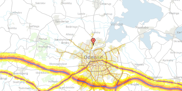 Trafikstøjkort på Rullekrovej 45, 5270 Odense N