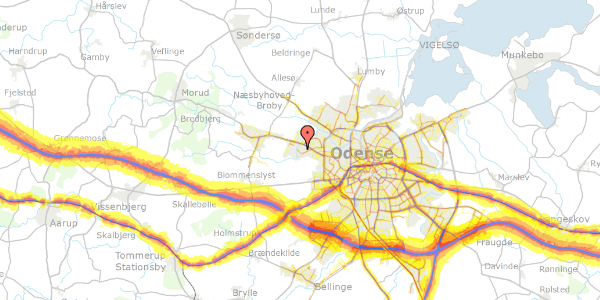 Trafikstøjkort på Rydsåvej 5, 5210 Odense NV