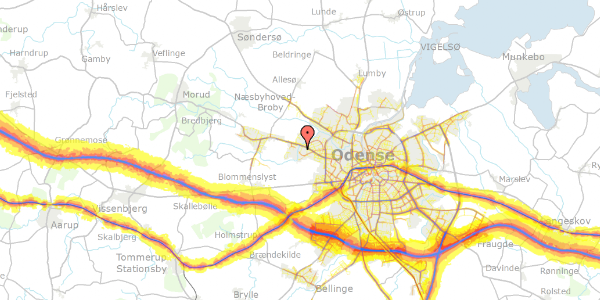 Trafikstøjkort på Rydsåvej 16, 5210 Odense NV